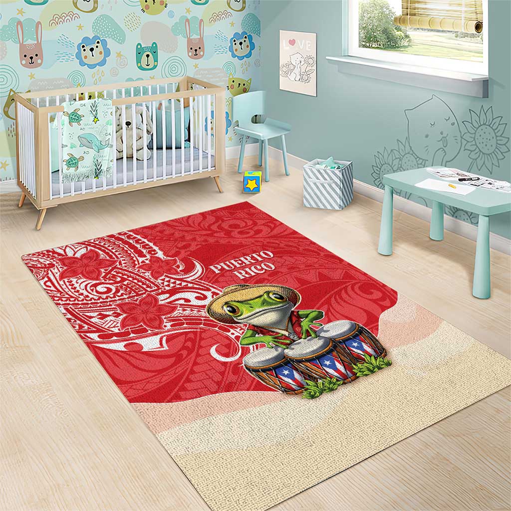 Puerto Rico Area Rug Coqui Frog With Polynesian Pattern LT05 - Polynesian Pride