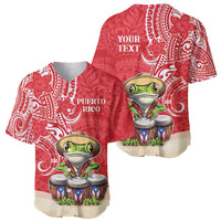 Personalized Puerto Rico Baseball Jersey Coqui Frog With Polynesian Pattern - Polynesian Pride