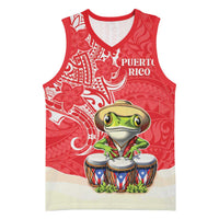 Personalized Puerto Rico Basketball Jersey Coqui Frog With Polynesian Pattern LT05 Unisex Red - Polynesian Pride