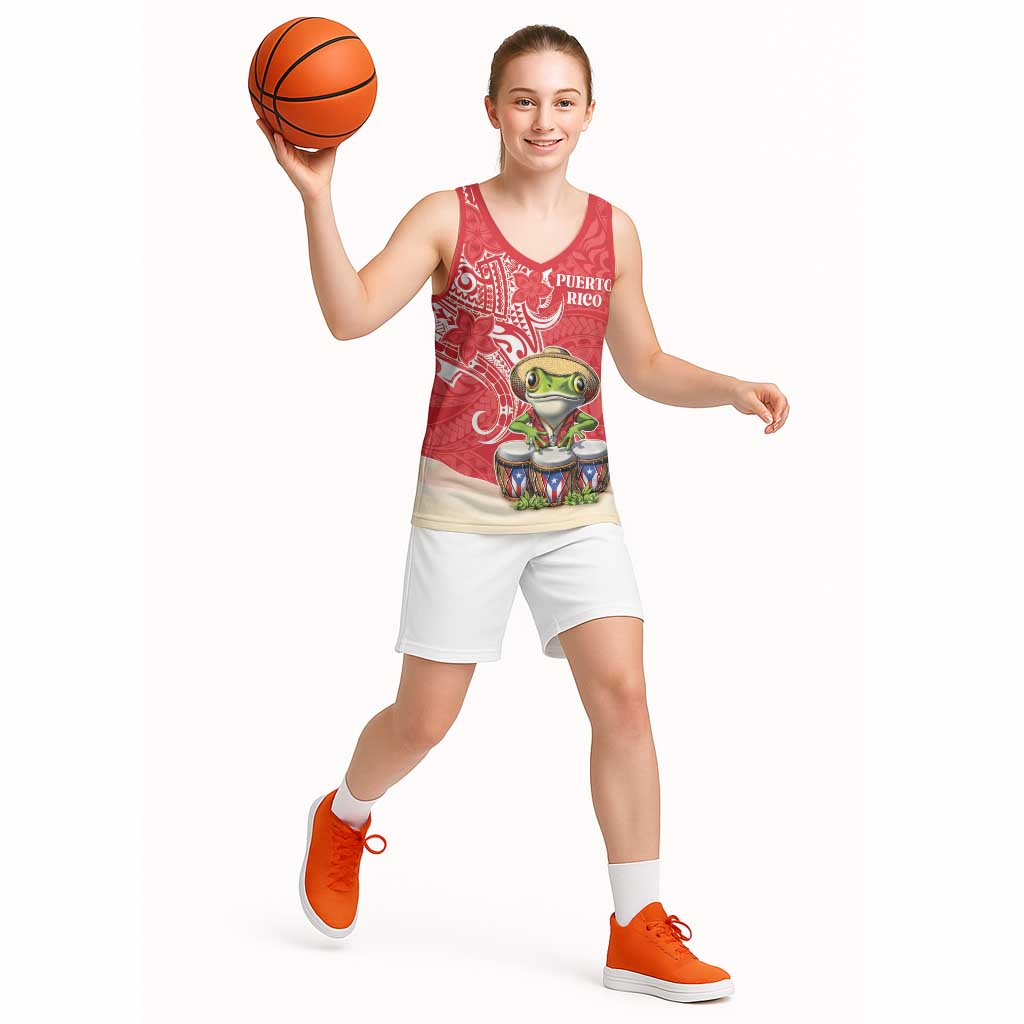 Personalized Puerto Rico Basketball Jersey Coqui Frog With Polynesian Pattern LT05 - Polynesian Pride