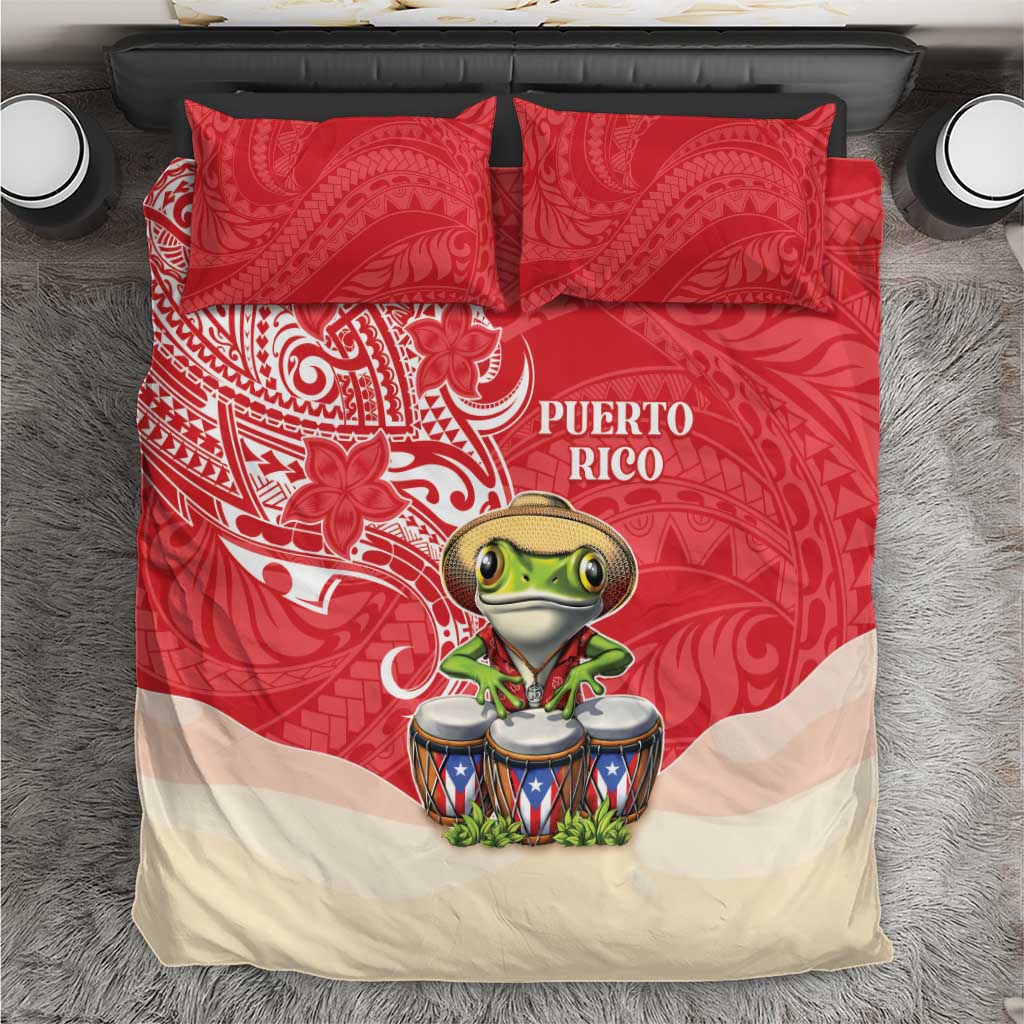 Puerto Rico Bedding Set Coqui Frog With Polynesian Pattern - Polynesian Pride