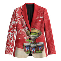 Personalized Puerto Rico Blazer Coqui Frog With Polynesian Pattern LT05 Unisex Red - Polynesian Pride