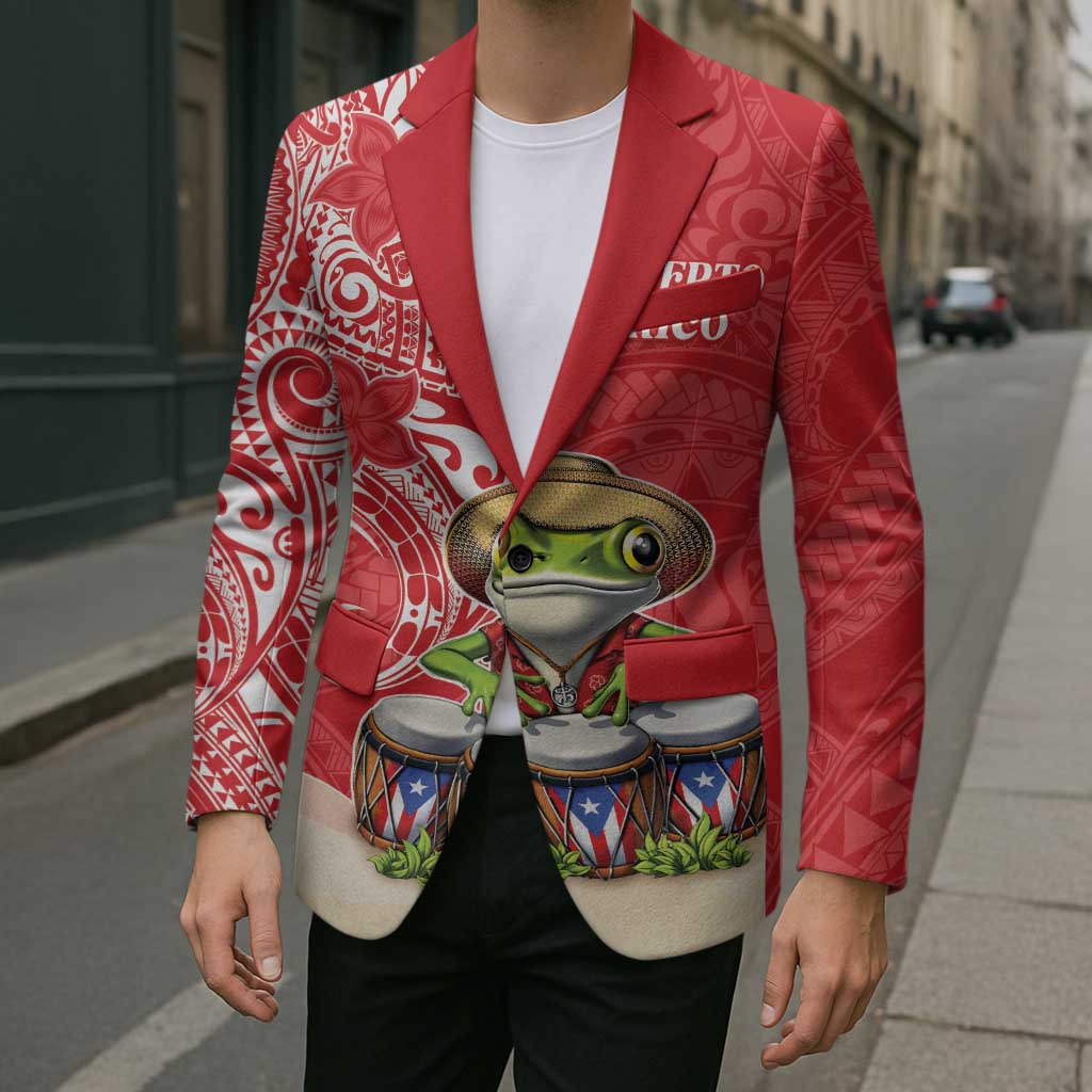 Personalized Puerto Rico Blazer Coqui Frog With Polynesian Pattern LT05 - Polynesian Pride