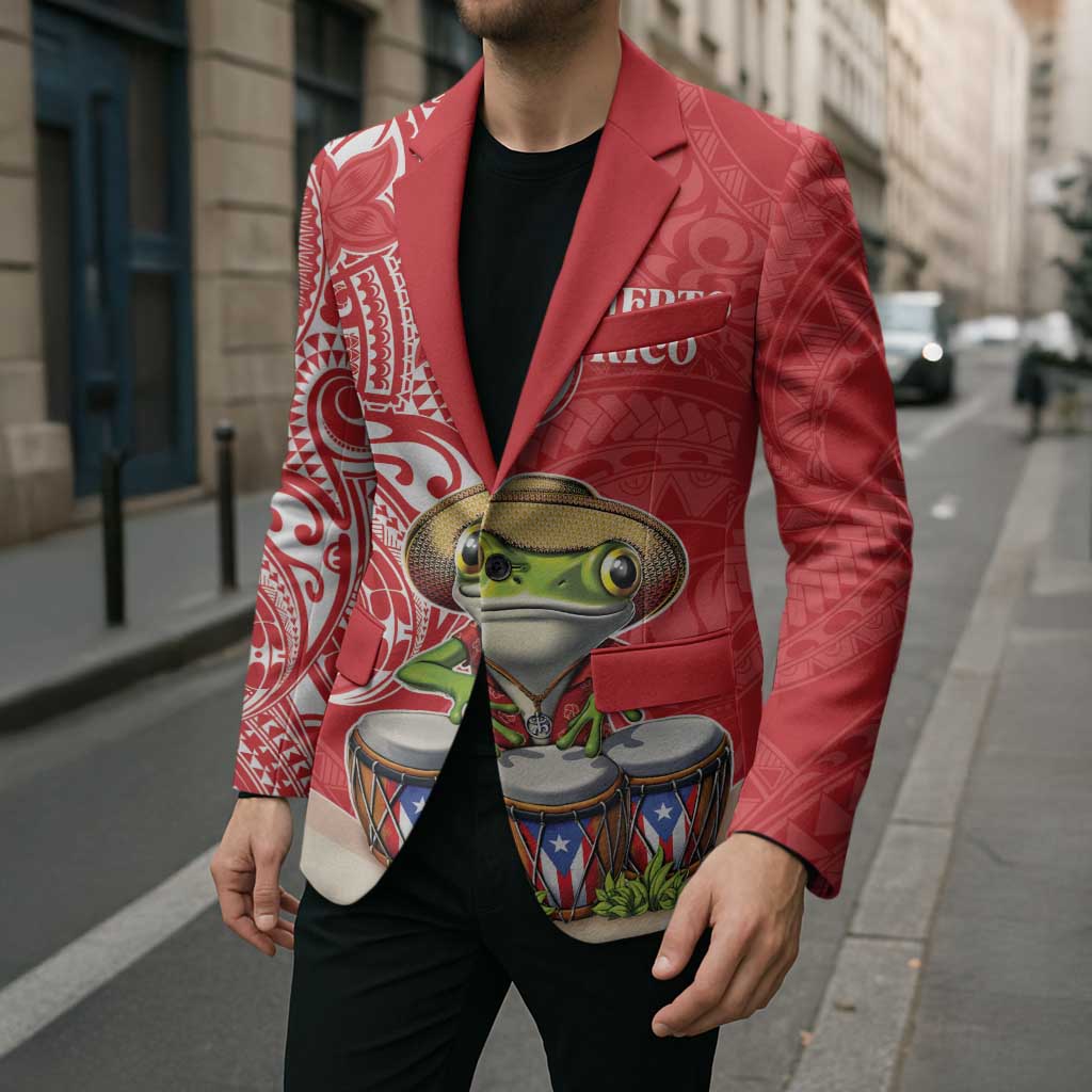 Personalized Puerto Rico Blazer Coqui Frog With Polynesian Pattern LT05 - Polynesian Pride