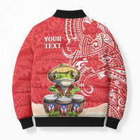 Personalized Puerto Rico Bomber Puffer Jacket Coqui Frog With Polynesian Pattern LT05 - Polynesian Pride