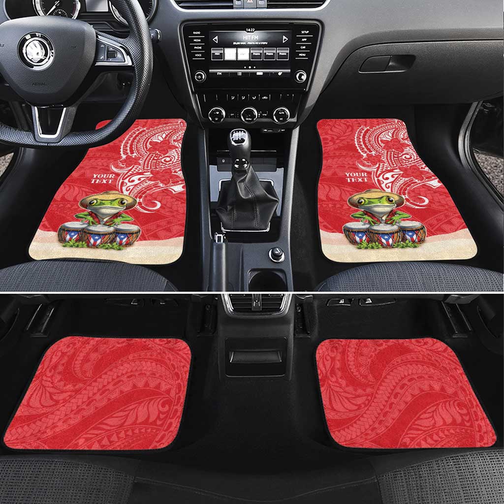 Puerto Rico Car Mats Coqui Frog With Polynesian Pattern LT05 Set 4pcs Red - Polynesian Pride