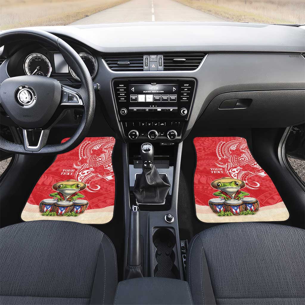 Puerto Rico Car Mats Coqui Frog With Polynesian Pattern LT05 Set 2pcs - Front Red - Polynesian Pride