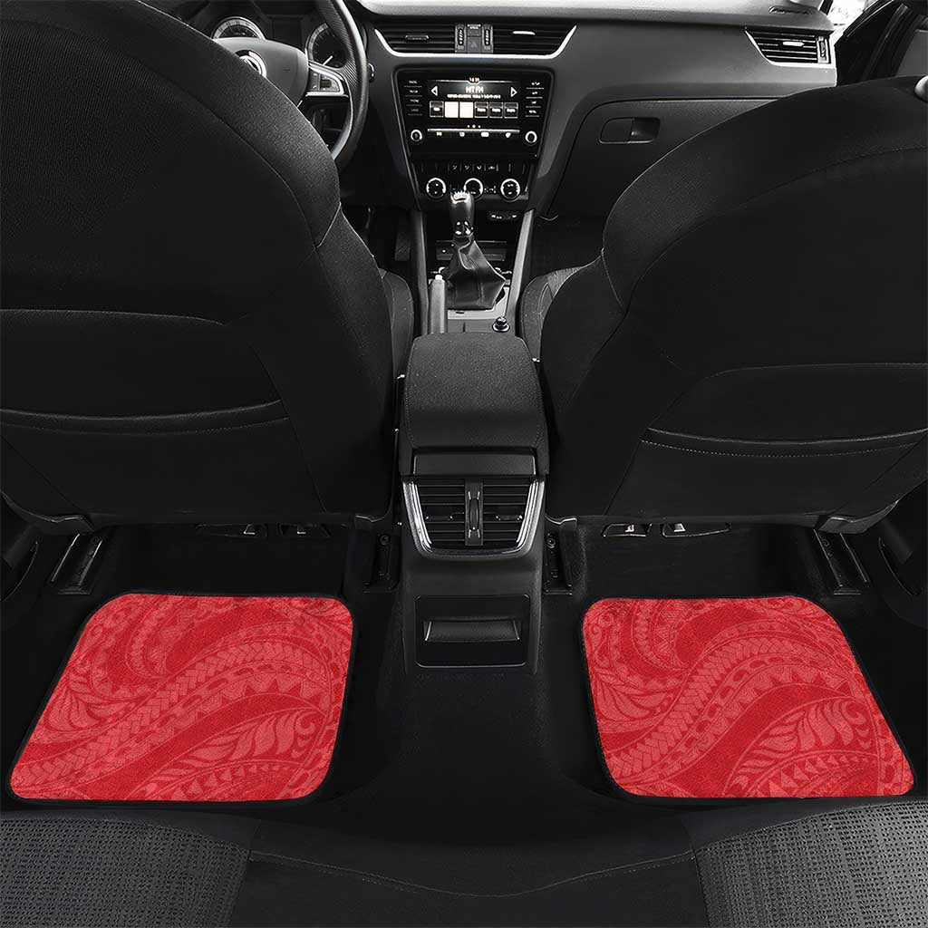 Puerto Rico Car Mats Coqui Frog With Polynesian Pattern LT05 Set 2pcs - Back Red - Polynesian Pride