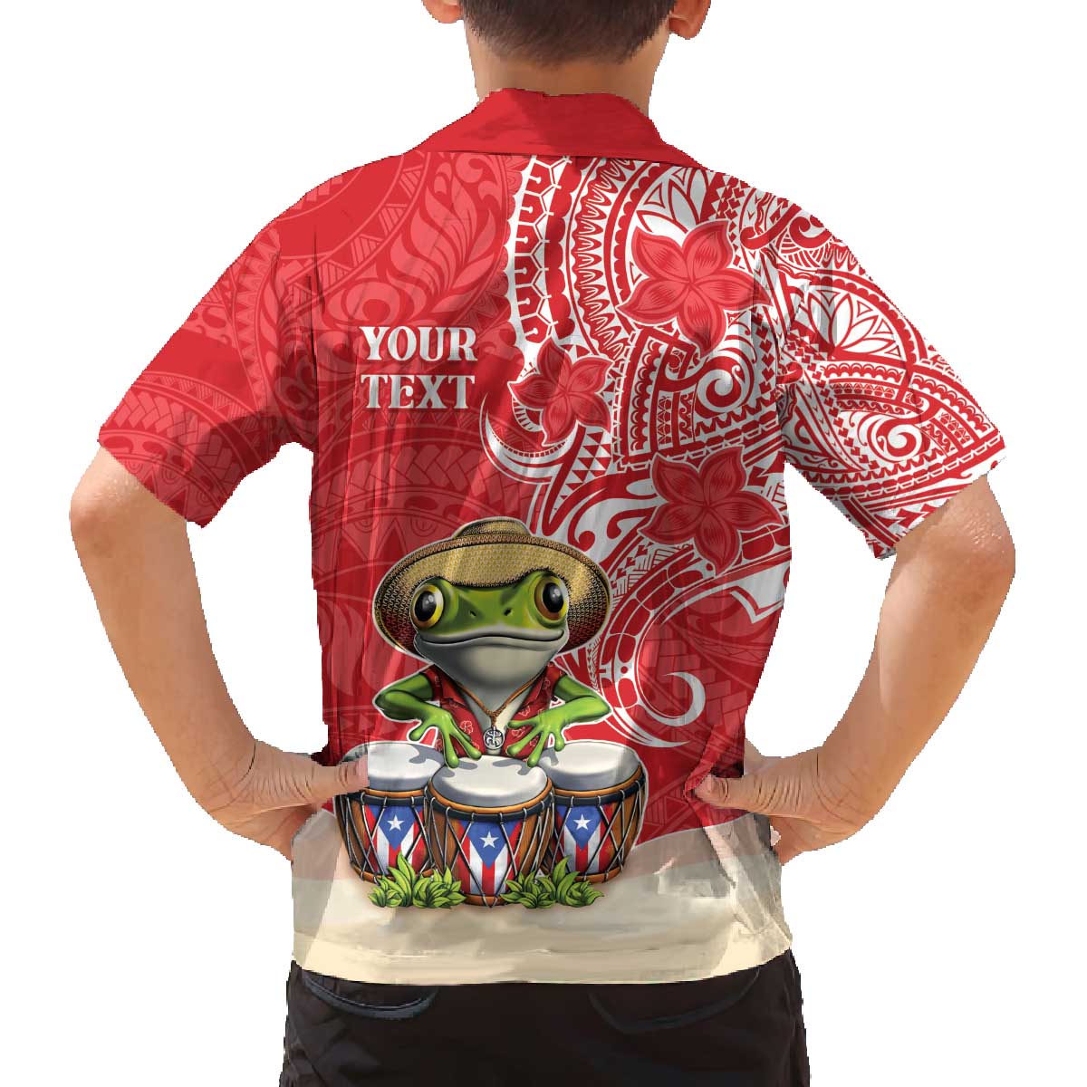 Personalized Puerto Rico Family Matching Off The Shoulder Long Sleeve Dress and Hawaiian Shirt Coqui Frog With Polynesian Pattern - Polynesian Pride