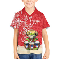 Personalized Puerto Rico Family Matching Off Shoulder Short Dress and Hawaiian Shirt Coqui Frog With Polynesian Pattern - Polynesian Pride