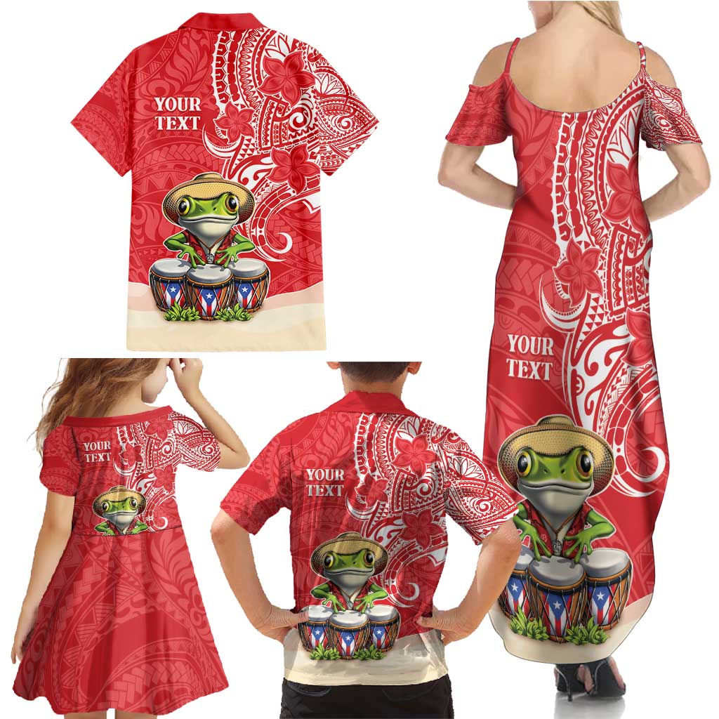 Personalized Puerto Rico Family Matching Summer Maxi Dress and Hawaiian Shirt Coqui Frog With Polynesian Pattern - Polynesian Pride