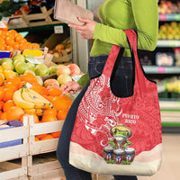 Puerto Rico Grocery Bag Coqui Frog With Polynesian Pattern - Polynesian Pride