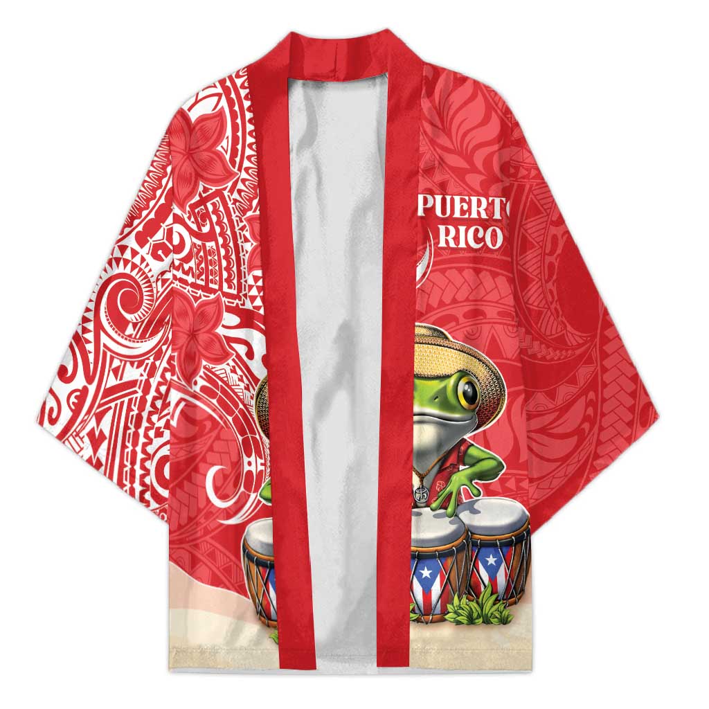 Personalized Puerto Rico Kimono Coqui Frog With Polynesian Pattern LT05 Unisex Red - Polynesian Pride
