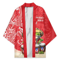 Personalized Puerto Rico Kimono Coqui Frog With Polynesian Pattern LT05 Unisex Red - Polynesian Pride