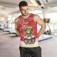 Personalized Puerto Rico Men Tank Top Coqui Frog With Polynesian Pattern - Polynesian Pride