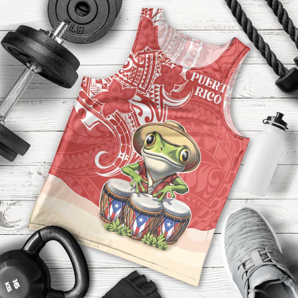 Personalized Puerto Rico Men Tank Top Coqui Frog With Polynesian Pattern - Polynesian Pride