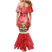 Personalized Puerto Rico Mermaid Dress Coqui Frog With Polynesian Pattern - Polynesian Pride