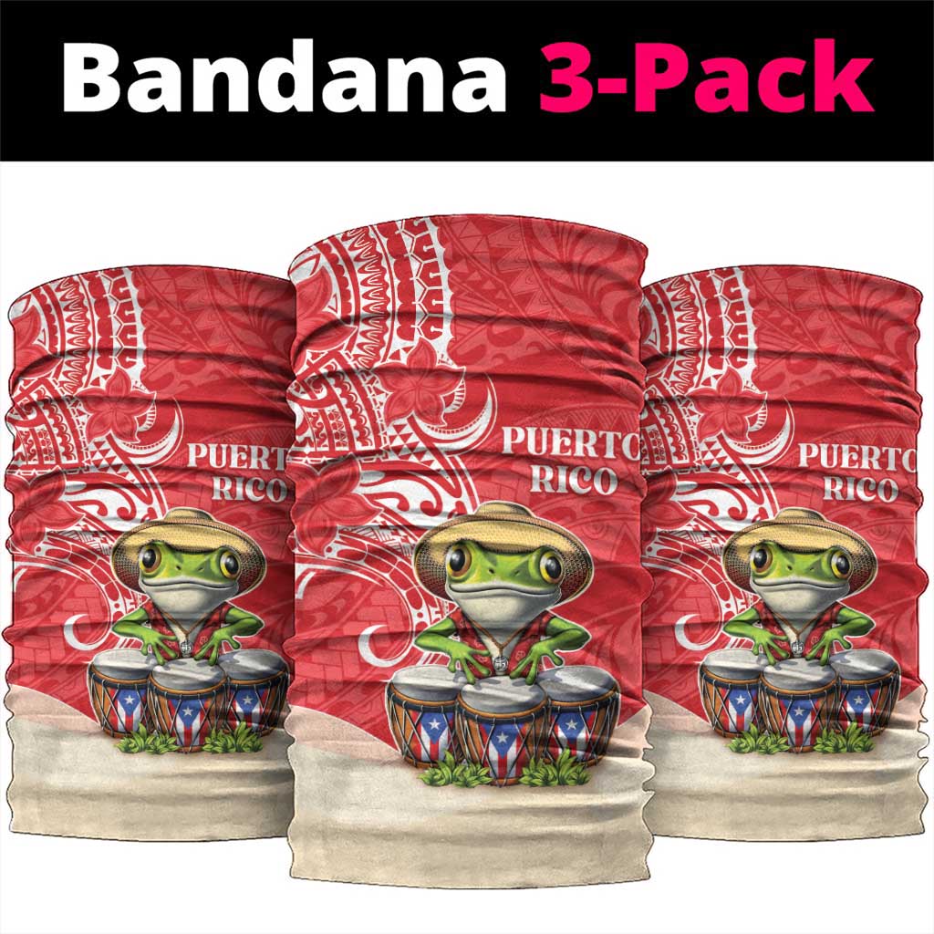 Puerto Rico Neck Gaiter Coqui Frog With Polynesian Pattern - Polynesian Pride