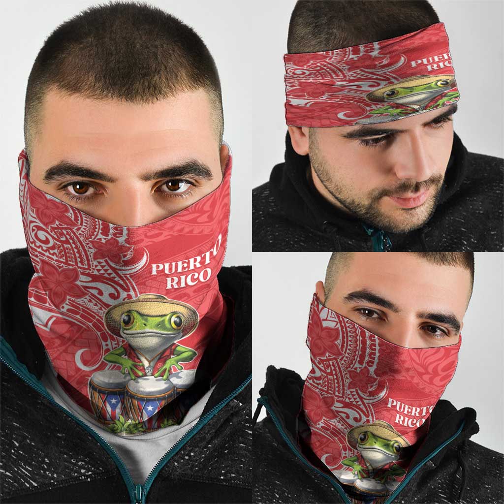 Puerto Rico Neck Gaiter Coqui Frog With Polynesian Pattern LT05 - Polynesian Pride