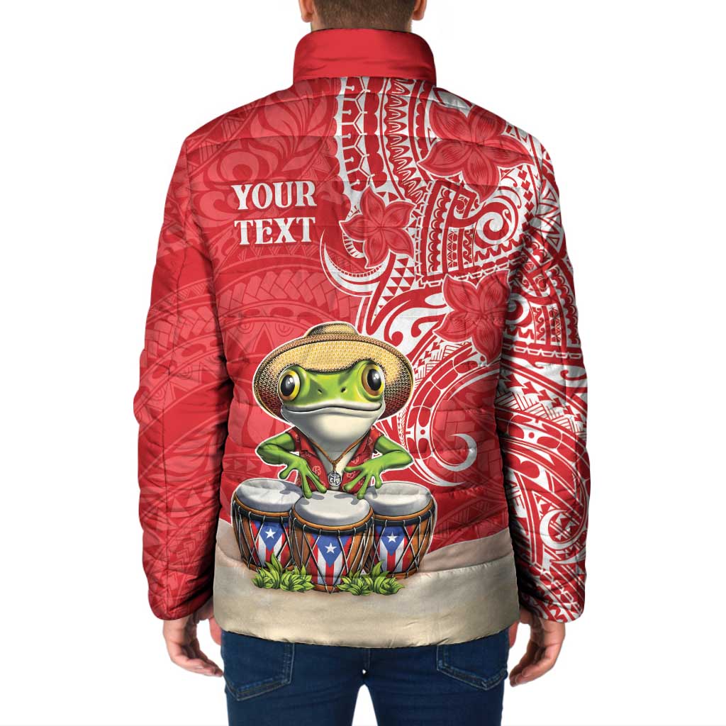 Personalized Puerto Rico Padded Jacket Coqui Frog With Polynesian Pattern LT05 - Polynesian Pride