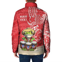 Personalized Puerto Rico Padded Jacket Coqui Frog With Polynesian Pattern LT05 - Polynesian Pride