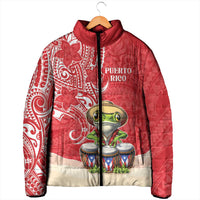 Personalized Puerto Rico Padded Jacket Coqui Frog With Polynesian Pattern LT05 - Polynesian Pride