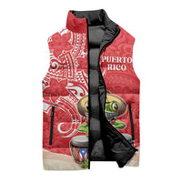 Personalized Puerto Rico Sleeveless Puffer Jacket Coqui Frog With Polynesian Pattern LT05 - Polynesian Pride