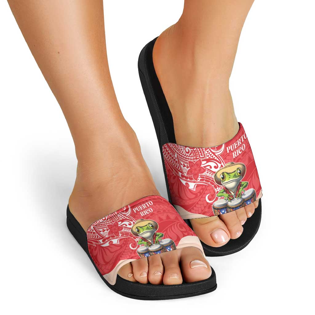 Puerto Rico Slide Sandals Coqui Frog With Polynesian Pattern LT05 - Polynesian Pride