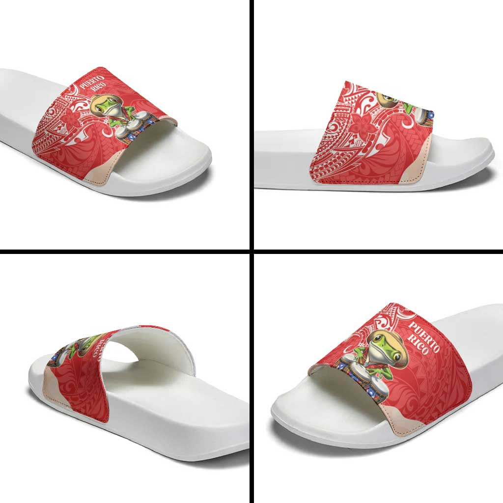 Puerto Rico Slide Sandals Coqui Frog With Polynesian Pattern LT05 - Polynesian Pride