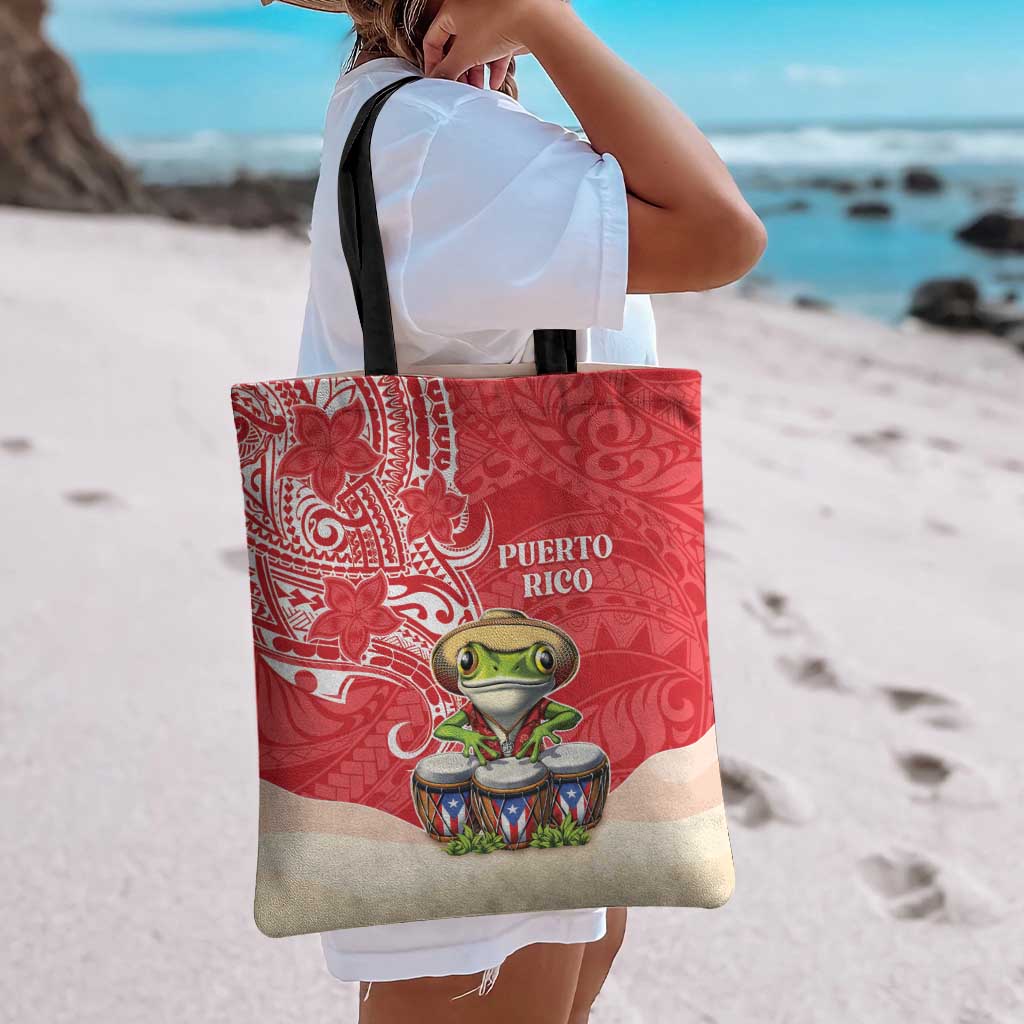 Puerto Rico Tote Bag Coqui Frog With Polynesian Pattern LT05 - Polynesian Pride