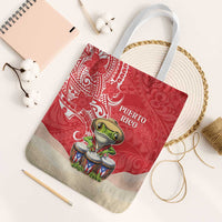 Puerto Rico Tote Bag Coqui Frog With Polynesian Pattern LT05 White Strap One Size Red - Polynesian Pride