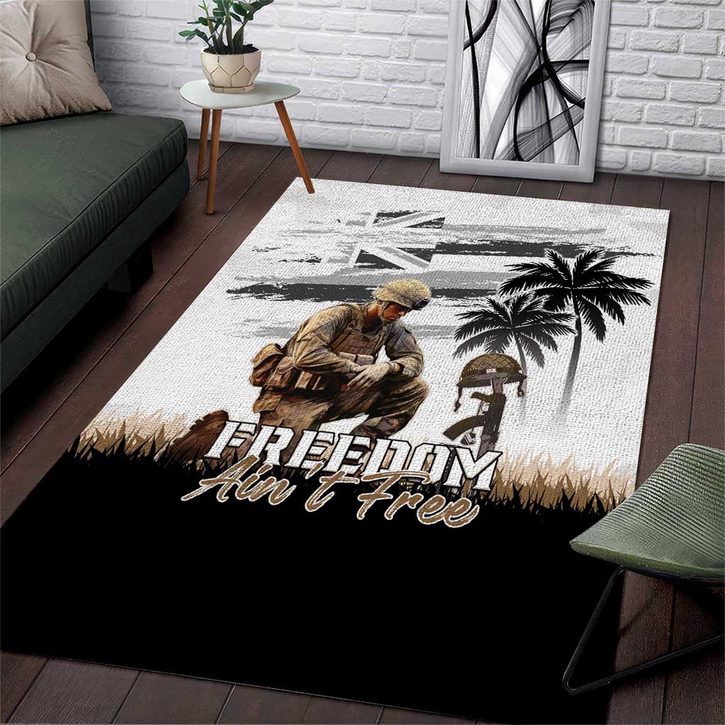 Hawaii Veterans Day Area Rug Honor The Fallen Flag Grunge Style