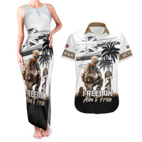 Hawaii Veterans Day Couples Matching Tank Maxi Dress and Hawaiian Shirt Honor The Fallen Flag Grunge Style