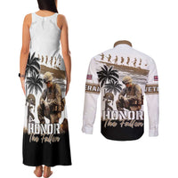 Hawaii Veterans Day Couples Matching Tank Maxi Dress and Long Sleeve Button Shirt Honor The Fallen Flag Grunge Style
