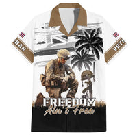 Hawaii Veterans Day Family Matching Off The Shoulder Long Sleeve Dress and Hawaiian Shirt Honor The Fallen Flag Grunge Style LT05 Dad's Shirt - Short Sleeve White - Polynesian Pride
