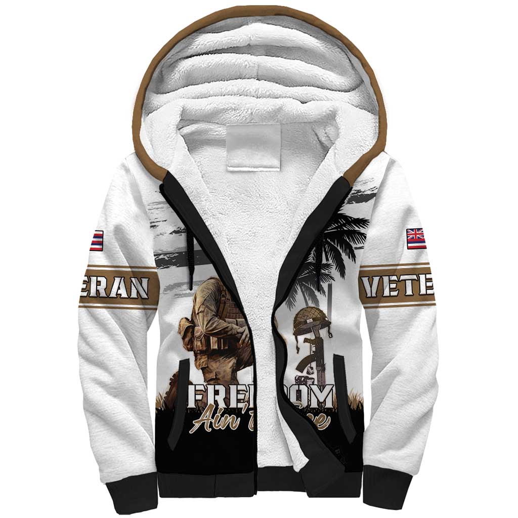 Hawaii Veterans Day Sherpa Hoodie Honor The Fallen Flag Grunge Style