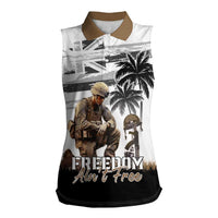 Hawaii Veterans Day Women Sleeveless Polo Shirt Honor The Fallen Flag Grunge Style LT05 Female White - Polynesian Pride