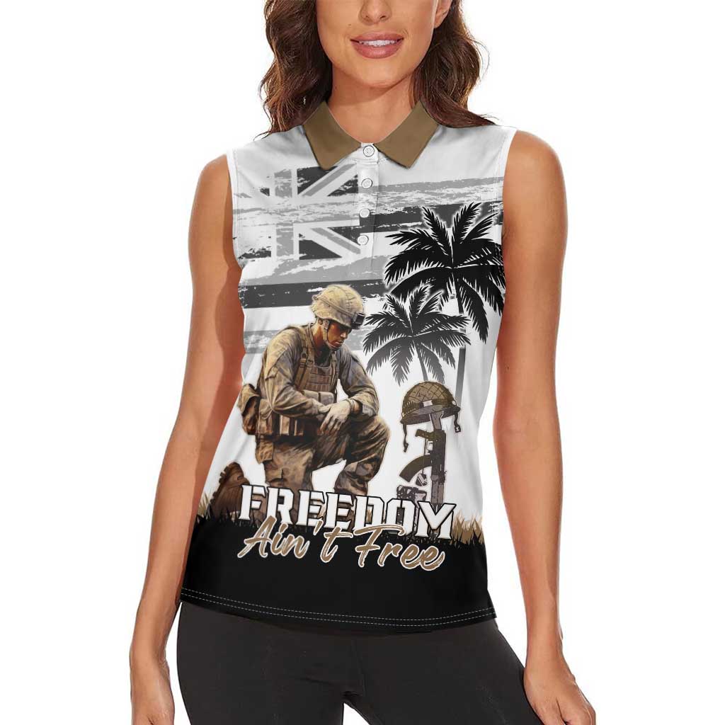 Hawaii Veterans Day Women Sleeveless Polo Shirt Honor The Fallen Flag Grunge Style LT05 - Polynesian Pride