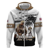 Hawaii Veterans Day Zip Hoodie Honor The Fallen Flag Grunge Style LT05 Zip Hoodie White - Polynesian Pride