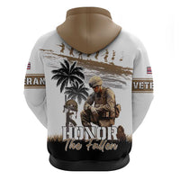 Hawaii Veterans Day Zip Hoodie Honor The Fallen Flag Grunge Style LT05 - Polynesian Pride