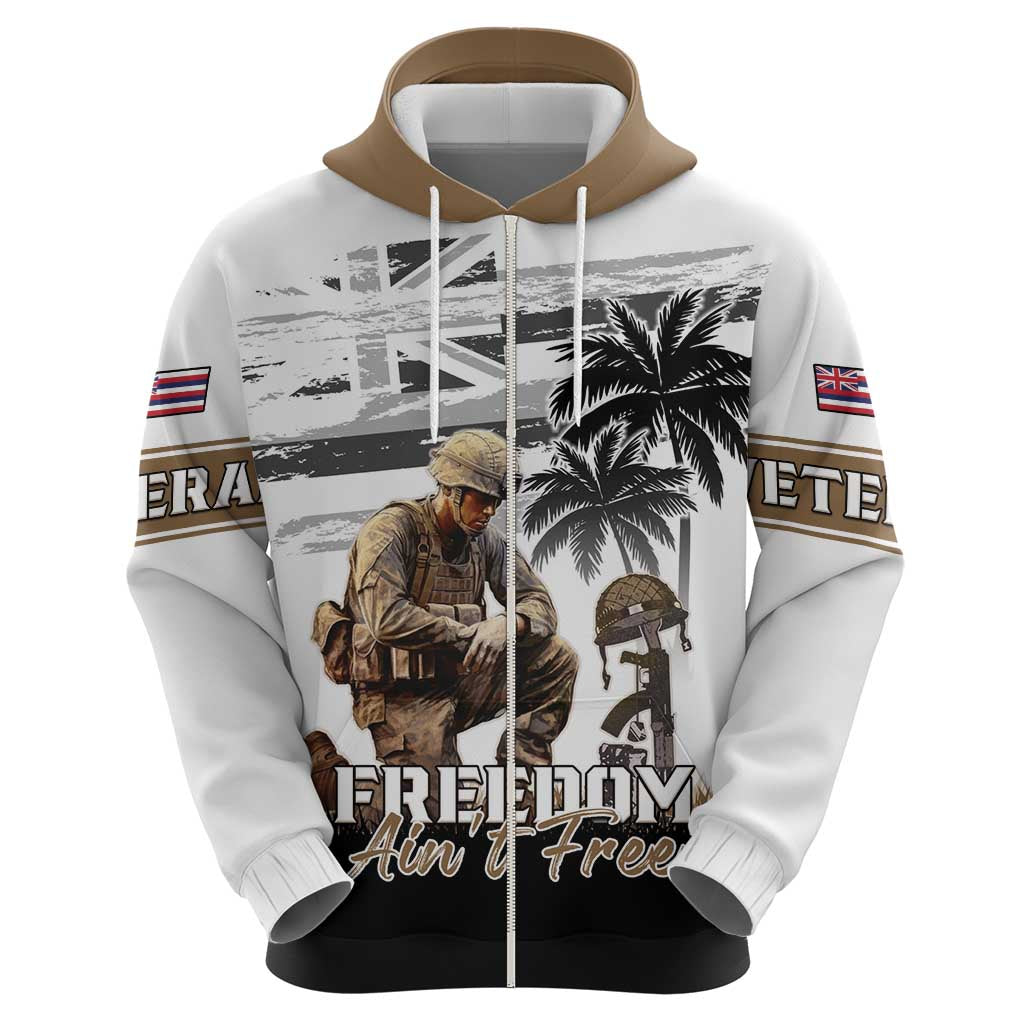 Hawaii Veterans Day Zip Hoodie Honor The Fallen Flag Grunge Style LT05 - Polynesian Pride