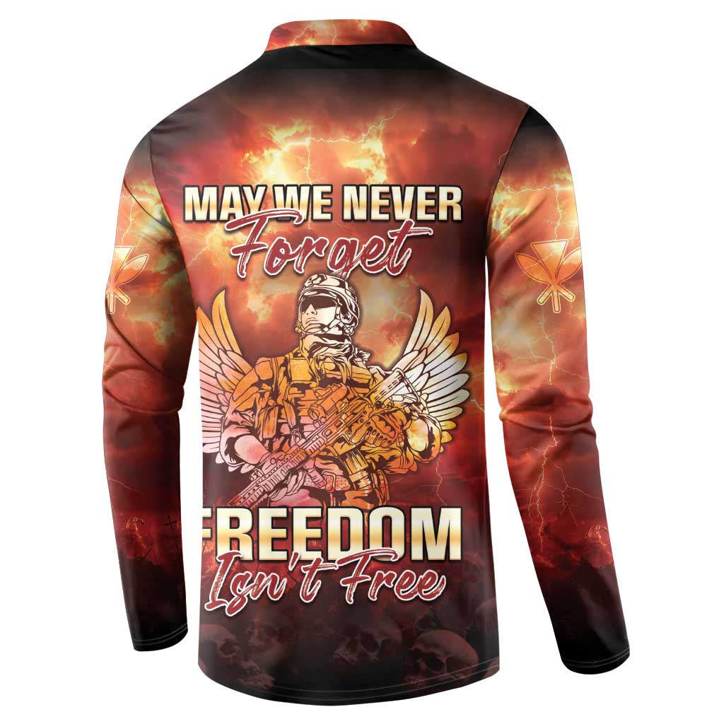 Hawaii Veterans Day Button Sweatshirt May We Never Forget Freedom Isn't Free
