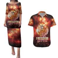 Hawaii Veterans Day Couples Matching Puletasi and Hawaiian Shirt May We Never Forget Freedom Isn't Free