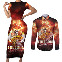 Hawaii Veterans Day Couples Matching Short Sleeve Bodycon Dress and Long Sleeve Button Shirt May We Never Forget Freedom Isn't Free