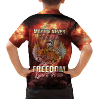 Hawaii Veterans Day Family Matching Off The Shoulder Long Sleeve Dress and Hawaiian Shirt May We Never Forget Freedom Isn't Free LT05 - Polynesian Pride