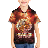Hawaii Veterans Day Family Matching Off The Shoulder Long Sleeve Dress and Hawaiian Shirt May We Never Forget Freedom Isn't Free LT05 Son's Shirt Red - Polynesian Pride