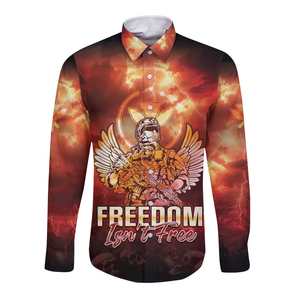 Hawaii Veterans Day Long Sleeve Button Shirt May We Never Forget Freedom Isn't Free LT05 Unisex Red - Polynesian Pride