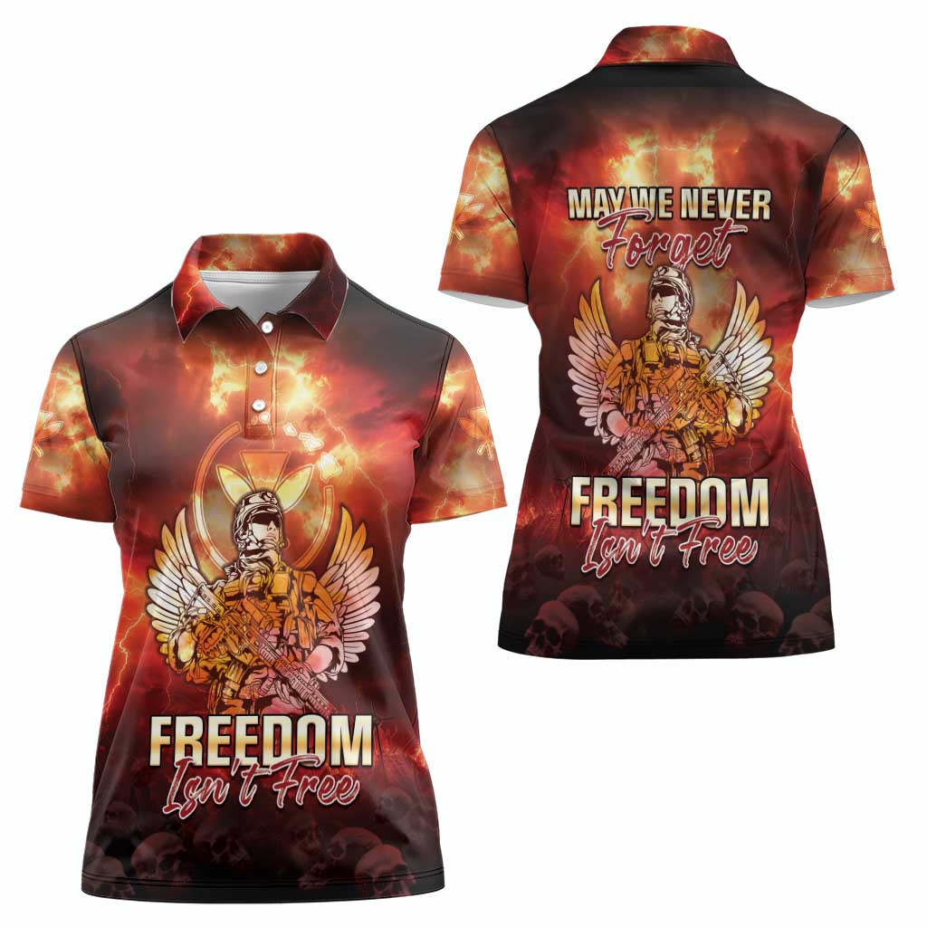 Hawaii Veterans Day Women Polo Shirt May We Never Forget Freedom Isn't Free