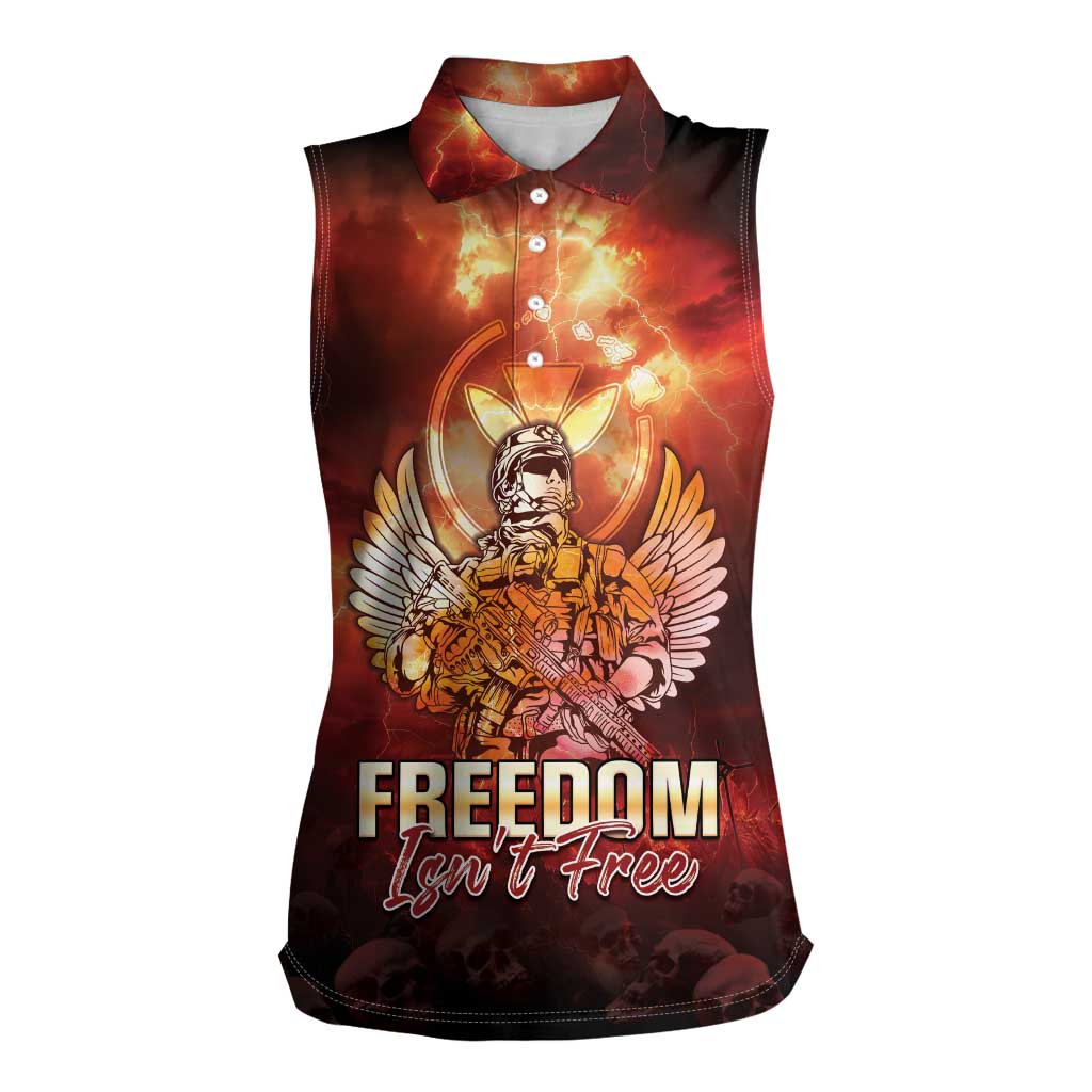 Hawaii Veterans Day Women Sleeveless Polo Shirt May We Never Forget Freedom Isn't Free LT05 Female Red - Polynesian Pride