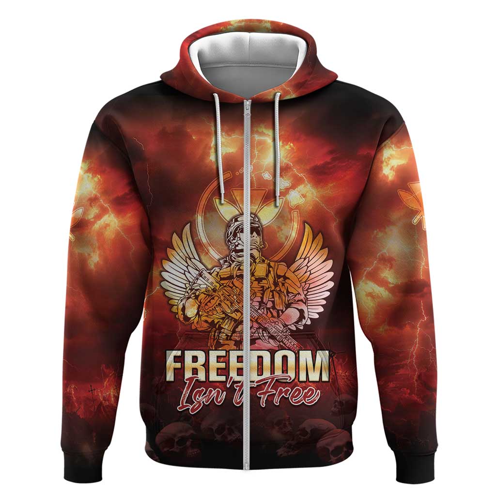 Hawaii Veterans Day Zip Hoodie May We Never Forget Freedom Isn't Free LT05 Zip Hoodie Red - Polynesian Pride